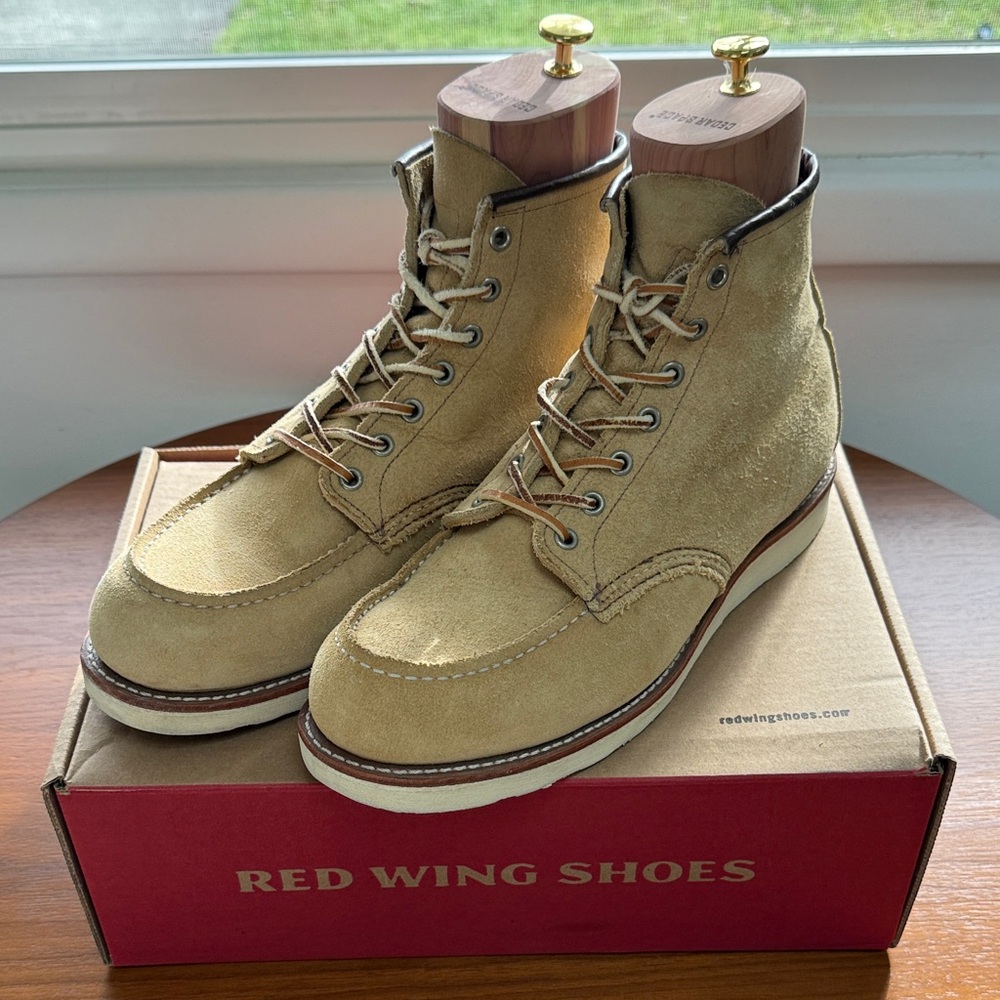 Red Wing Shoes Tan Suede Moc Toe Boots